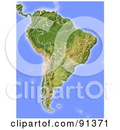 Shaded Relief Map Of South America