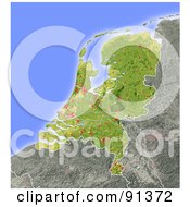 Poster, Art Print Of Shaded Relief Map Of The Netherlands
