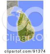 Poster, Art Print Of Shaded Relief Map Of Sri Lanka