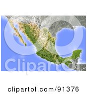 Poster, Art Print Of Shaded Relief Map Of Mexico