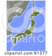 Poster, Art Print Of Shaded Relief Map Of Japan