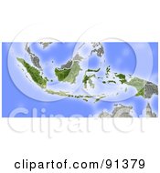 Poster, Art Print Of Shaded Relief Map Of Indonesia