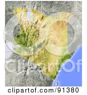 Poster, Art Print Of Shaded Relief Map Of Kenya