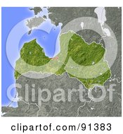 Poster, Art Print Of Shaded Relief Map Of Latvia