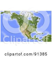 Shaded Relief Map Of North America