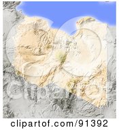 Poster, Art Print Of Shaded Relief Map Of Libya