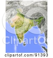 Shaded Relief Map Of India