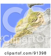 Poster, Art Print Of Shaded Relief Map Of Morocco