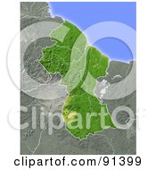 Poster, Art Print Of Shaded Relief Map Of Guyana
