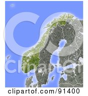 Poster, Art Print Of Shaded Relief Map Of Norway