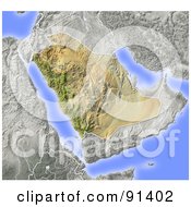 Royalty Free RF Clipart Illustration Of A Shaded Relief Map Of Saudi Arabia