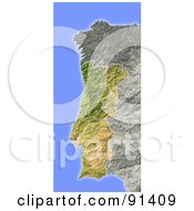 Poster, Art Print Of Shaded Relief Map Of Portugal