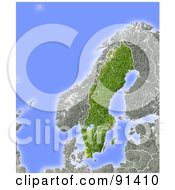Poster, Art Print Of Shaded Relief Map Of Sweden