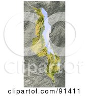 Poster, Art Print Of Shaded Relief Map Of Malawi