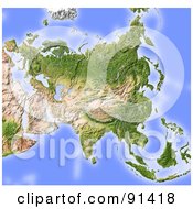Poster, Art Print Of Shaded Relief Map Of Asia Without Borders