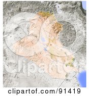 Poster, Art Print Of Shaded Relief Map Of Iraq