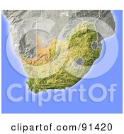 Poster, Art Print Of Shaded Relief Map Of South Africa
