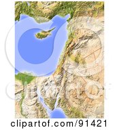 Royalty Free RF Clipart Illustration Of A Shaded Relief Map Of Palestine