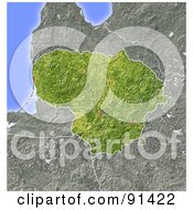 Royalty Free RF Clipart Illustration Of A Shaded Relief Map Of Lithuania