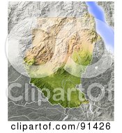 Royalty Free RF Clipart Illustration Of A Shaded Relief Map Of Sudan by Michael Schmeling #COLLC91426-0128