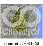 Royalty Free RF Clipart Illustration Of A Shaded Relief Map Of Swaziland