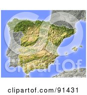 Shaded Relief Map Of Spain