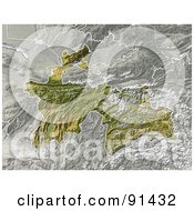 Royalty Free RF Clipart Illustration Of A Shaded Relief Map Of Tajikistan