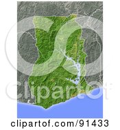 Poster, Art Print Of Shaded Relief Map Of Ghana