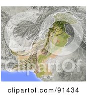 Royalty Free RF Clipart Illustration Of A Shaded Relief Map Of Pakistan
