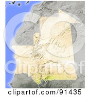Poster, Art Print Of Shaded Relief Map Of Mauritania
