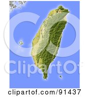 Royalty Free RF Clipart Illustration Of A Shaded Relief Map Of Taiwan
