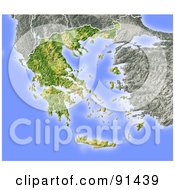 Poster, Art Print Of Shaded Relief Map Of Greece