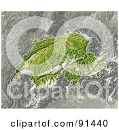 Poster, Art Print Of Shaded Relief Map Of Switzerland