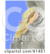 Poster, Art Print Of Shaded Relief Map Of Lebanon