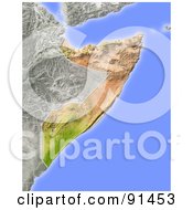 Royalty Free RF Clipart Illustration Of A Shaded Relief Map Of Somalia