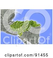 Poster, Art Print Of Shaded Relief Map Of Honduras