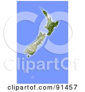 Royalty Free RF Clipart Illustration Of A Shaded Relief Map Of New Zealand