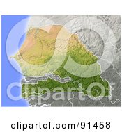Poster, Art Print Of Shaded Relief Map Of Senegal