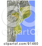 Poster, Art Print Of Shaded Relief Map Of Mozambique