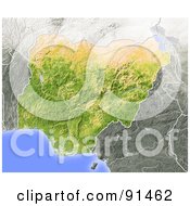 Royalty Free RF Clipart Illustration Of A Shaded Relief Map Of Nigeria by Michael Schmeling #COLLC91462-0128