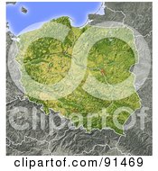Poster, Art Print Of Shaded Relief Map Of Poland