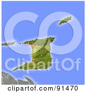Poster, Art Print Of Shaded Relief Map Of Trinidad And Tobago