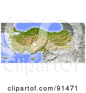 Poster, Art Print Of Shaded Relief Map Of Turkey