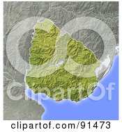Royalty Free RF Clipart Illustration Of A Shaded Relief Map Of Uruguay