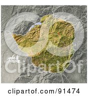 Poster, Art Print Of Shaded Relief Map Of Zimbabwe