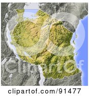 Poster, Art Print Of Shaded Relief Map Of Tanzania
