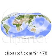 Poster, Art Print Of World Map Shaded Relief In Robinson Projection Centered On India