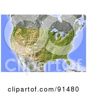 Poster, Art Print Of Shaded Relief Map Of The Usa