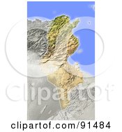 Poster, Art Print Of Shaded Relief Map Of Tunisia