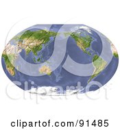 Royalty Free RF Clipart Illustration Of A World Map Shaded Relief Centered On The Pacific by Michael Schmeling